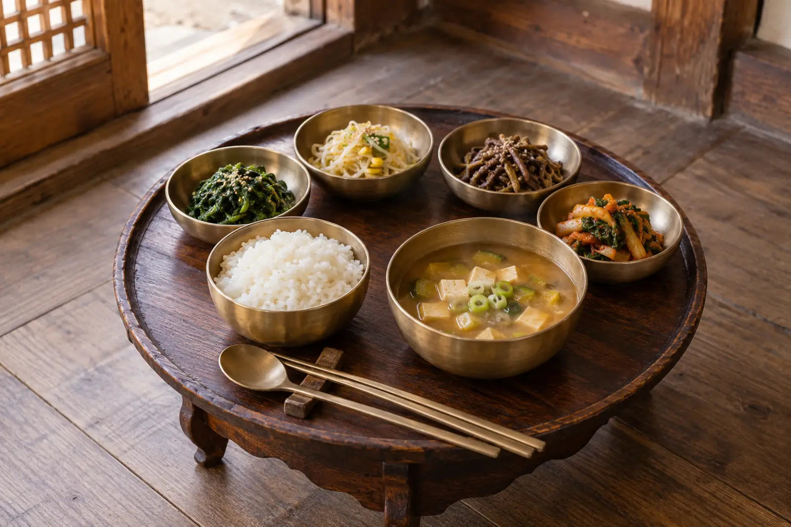 소반 위에 차린 아침상